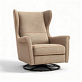 Fauteuil à bascule en tissu beige avec base pivotante dimensions 85 x 85 x 100cm