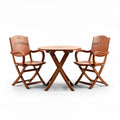 Ensemble de meubles de jardin en bois marron avec table ronde et chaises pliantes 90 x 90 x 75cm