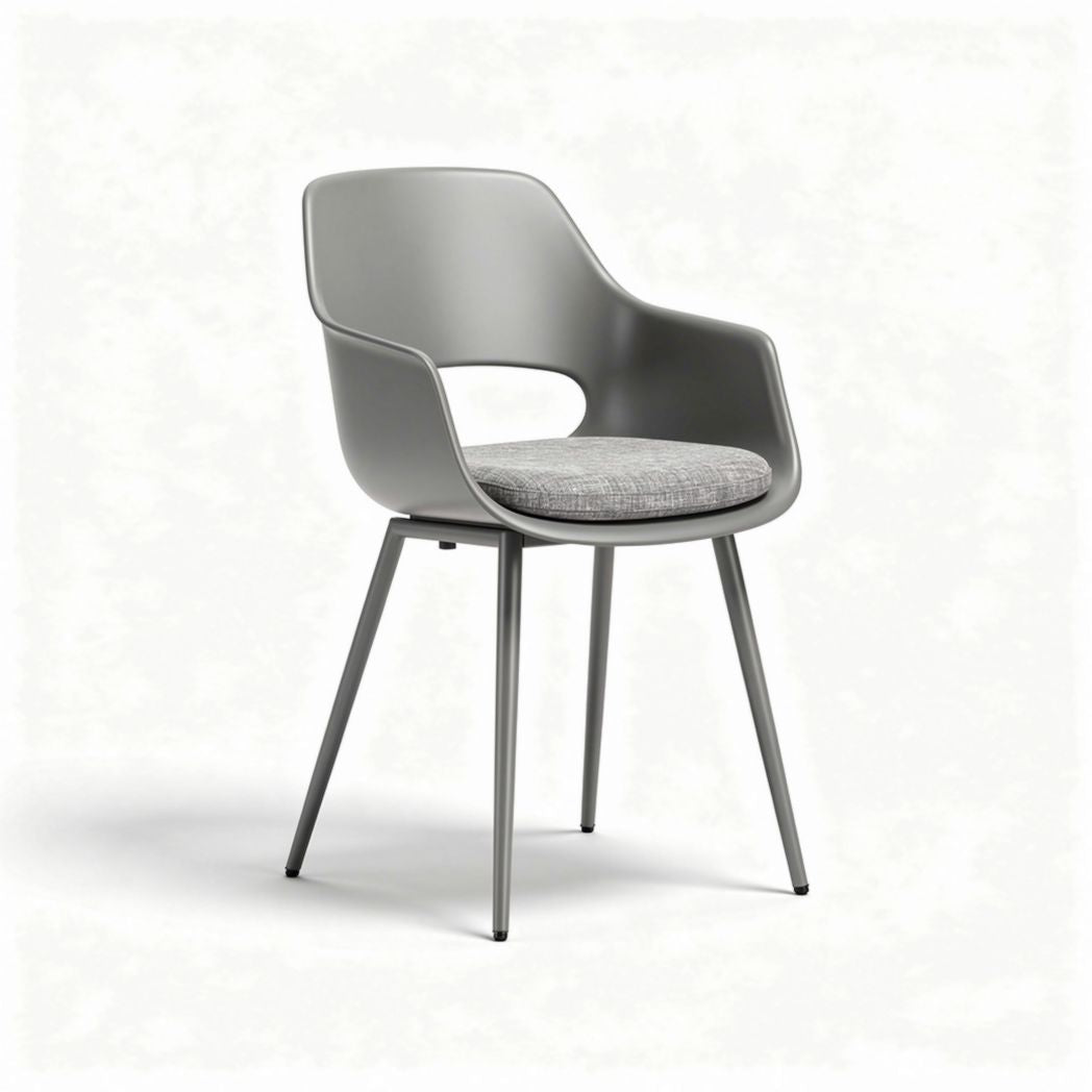 Chaise en plastique gris avec coussin en tissu gris 50 x 50 x 80cm