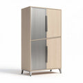 Armoire en bois clair et acier inoxydable pour rangement 180 x 90 x 40cm