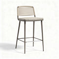 Tabouret de bar en métal avec assise en tissu beige 40 x 40 x 110cm