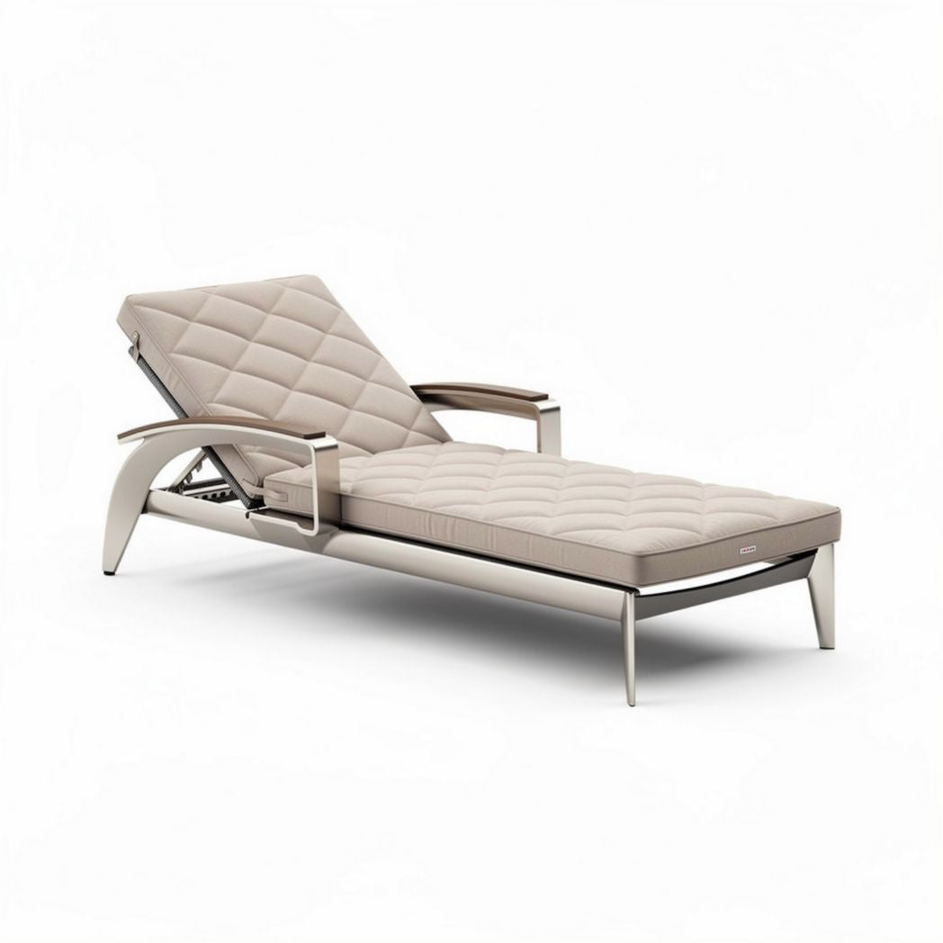 Chaise longue en aluminium avec rembourrage beige 200 x 75 x 40cm