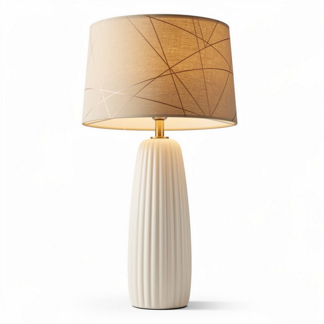 Lampe de table en céramique avec abat-jour en tissu beige 25 x 25 x 40cm
