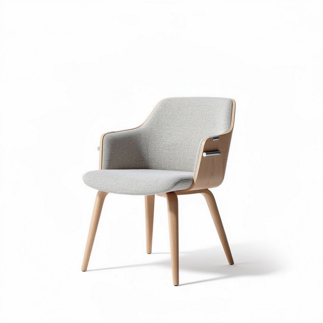 Chaise en bois clair avec coussin en tissu gris pour un confort quotidien