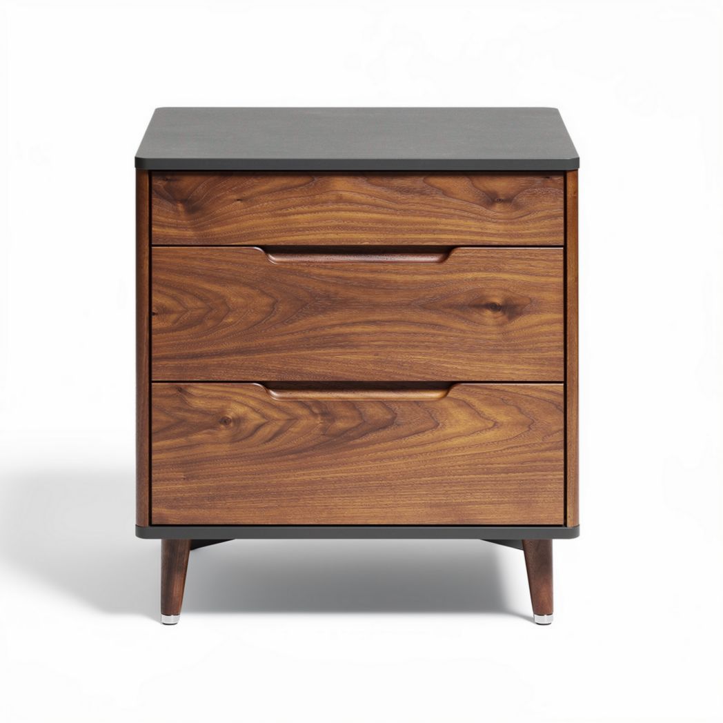 Table de nuit en bois de noyer avec trois tiroirs 50 x 40 x 60cm