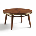 Table basse ronde en bois avec finition dorée design moderne 80 x 80 x 45cm